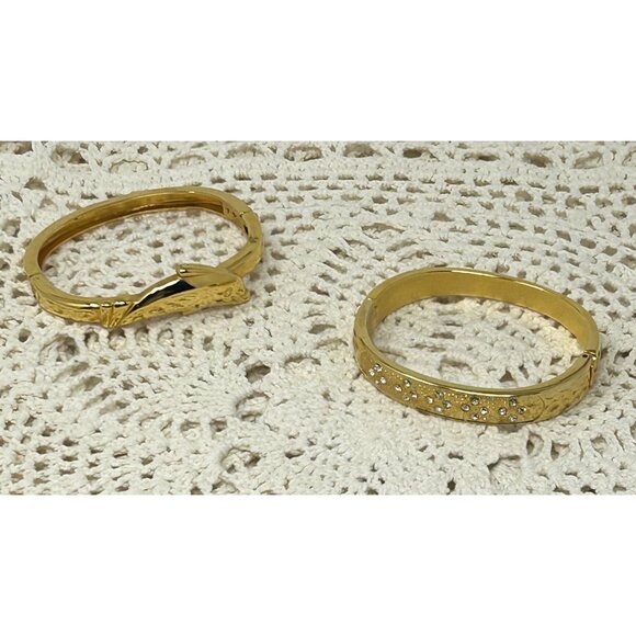 2 Bracelets - Gold Plated Dolphin &‎ Crystal Bangle - Picture 5 of 7